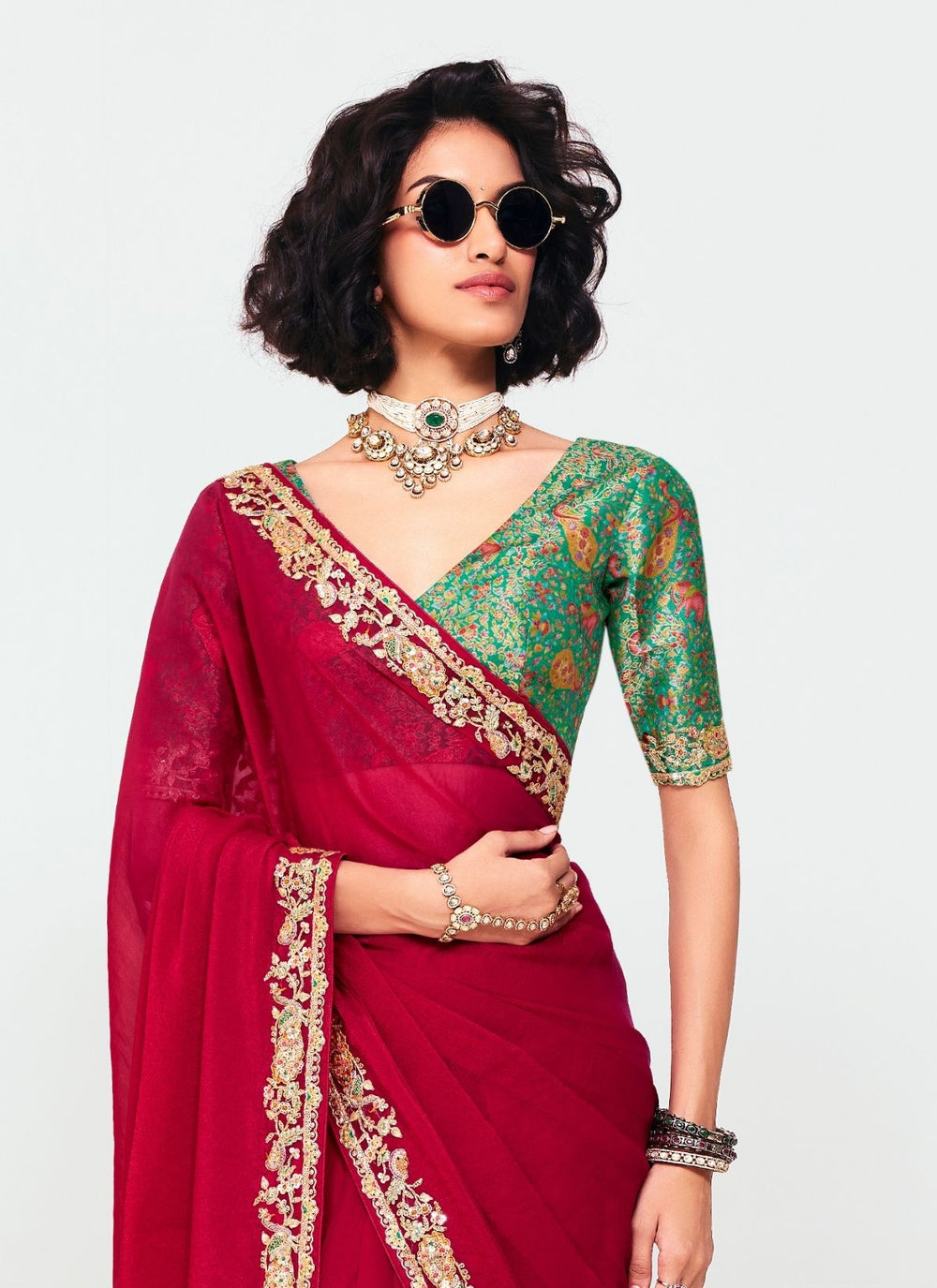 Red Pure Soft Fancy Febric Party Wear Premium Saree