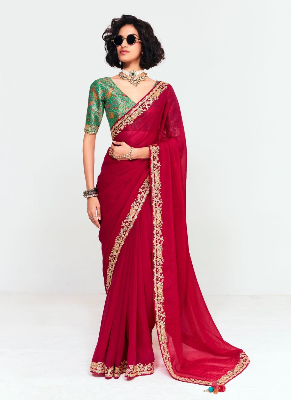 Red Pure Soft Fancy Febric Party Wear Premium Saree