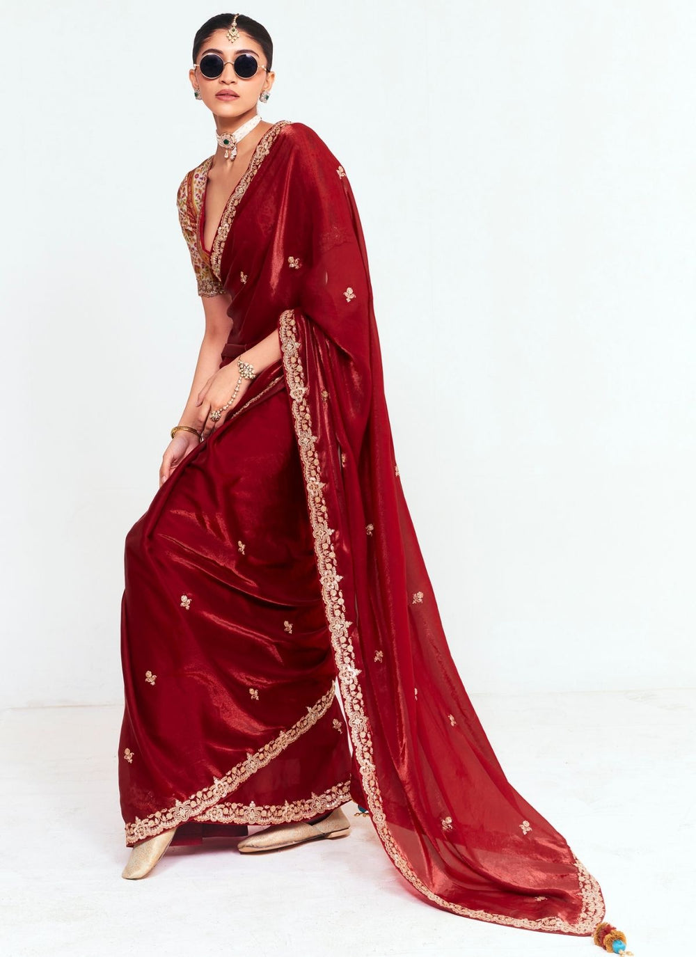 Wine Pure Soft Fancy Febric Party Wear Premium Saree