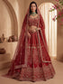 Red Pure Soft Heavy Net Sequins Embroidery Work Bridal Lehenga Choli 