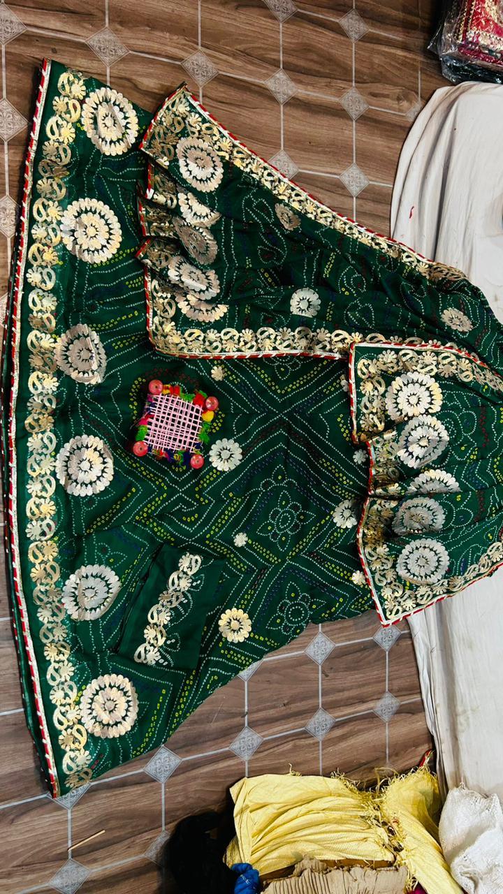 Rajasthani Traditional Bandhini Gotta Patti Lehenga Choli - Anant Exports