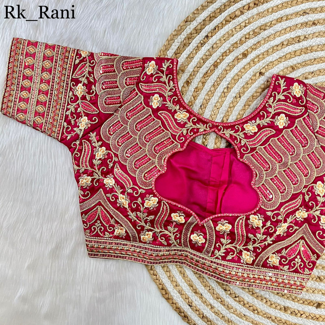 Part Wear Gold Jari With Rainbow 4 Sequence Heavy Embroidery Work Blouse