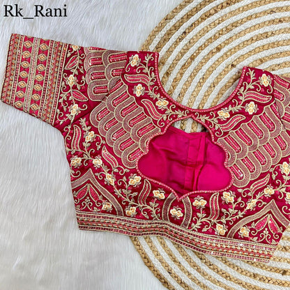 Part Wear Gold Jari With Rainbow 4 Sequence Heavy Embroidery Work Blouse - Anant Exports