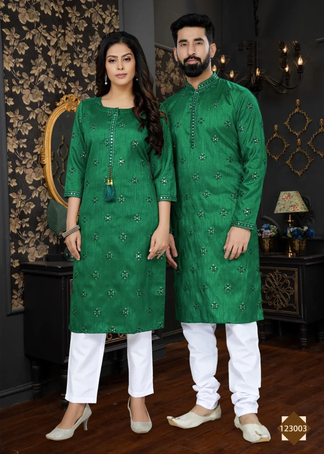 Occasion Special Couple Combo of Kurta with Payjama and Kurti with Pants - Anant Exports