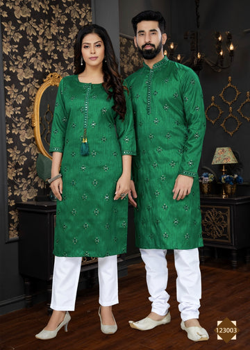 Occasion Special Couple Combo of Kurta with Payjama and Kurti with Pants