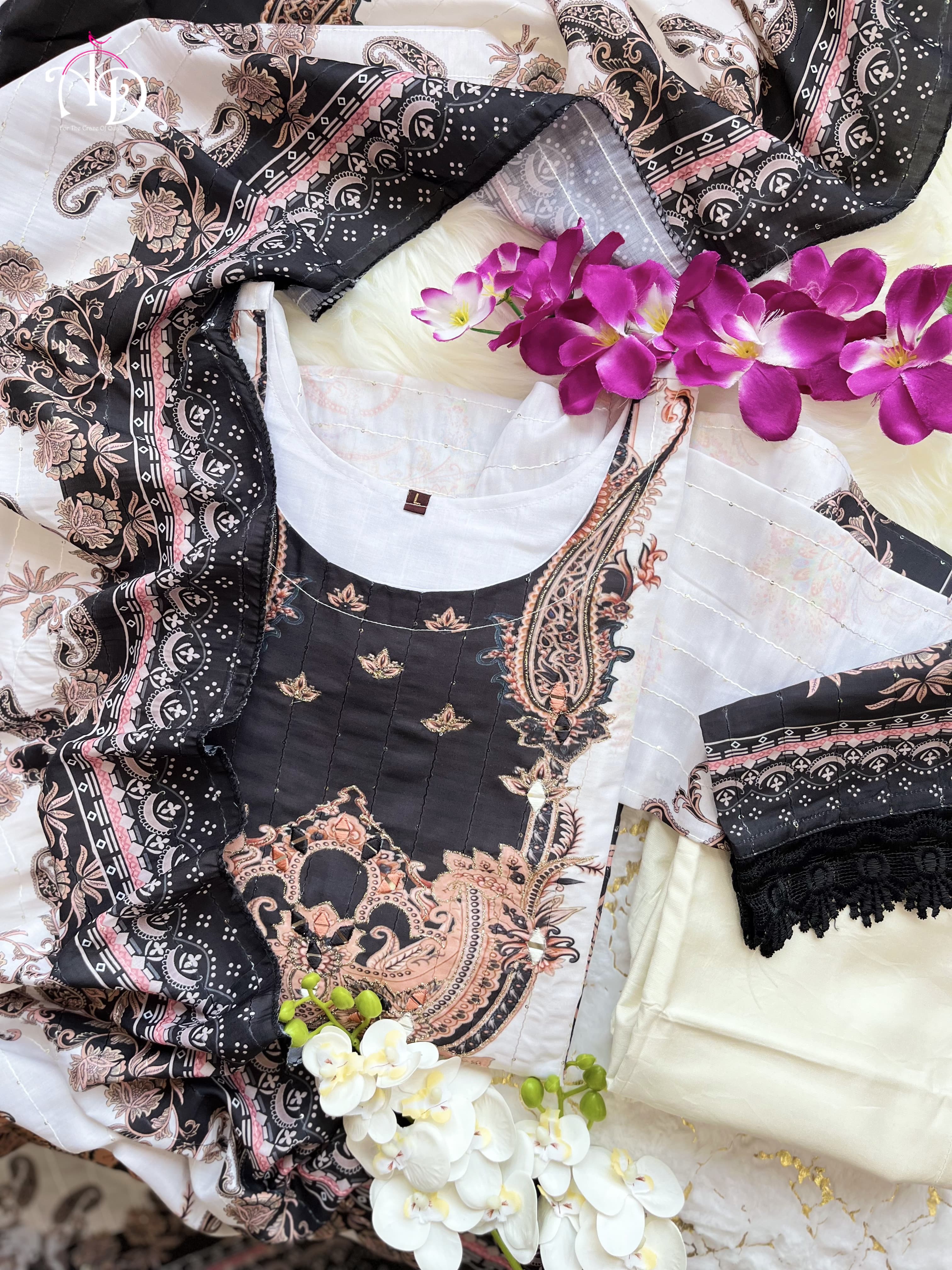 Beautiful White Cotton Kurta Pant Set