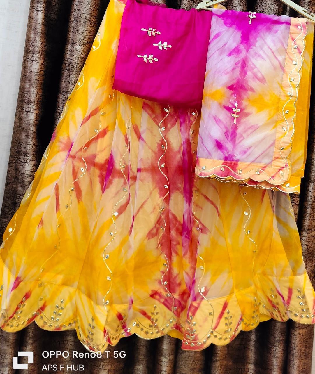 Rajsthani Traditional Rajputi Pure Organza Butti Work Lehenga Choli - Anant Exports