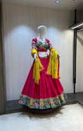 Heavy embroidered border pink lehenga

