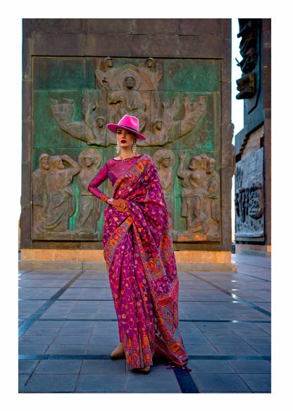 Beautiful Designer Occasion Wear Kashneer Silk Handloom Weaving Saree