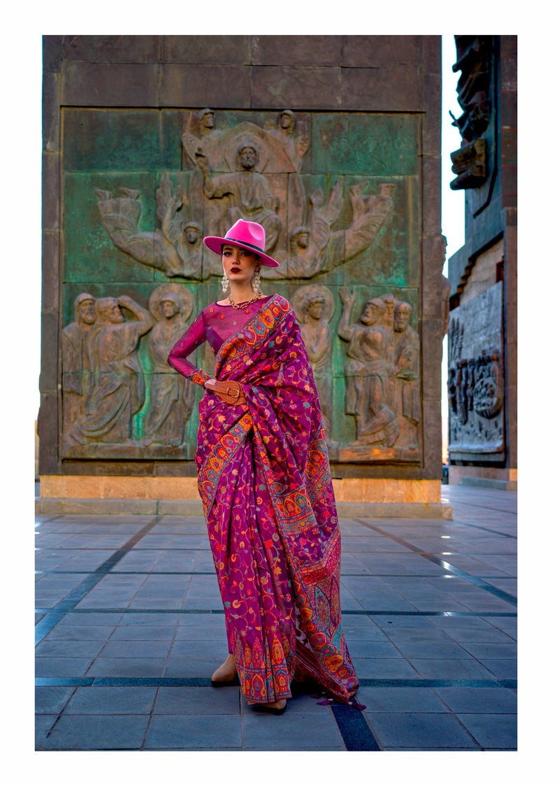 Beautiful Designer Occasion Wear Kashneer Silk Handloom Weaving Saree