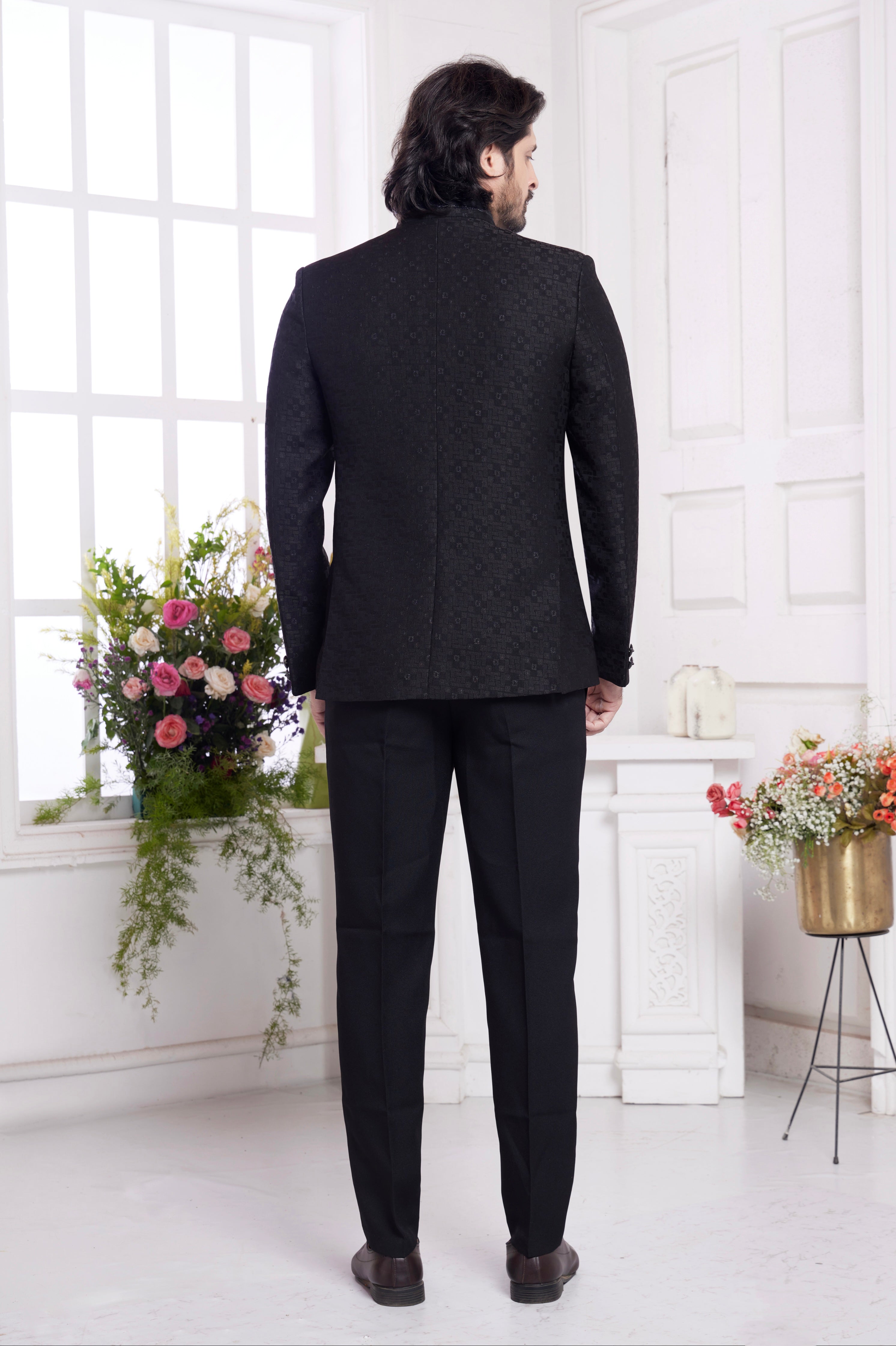 Indian black wedding jodhpuri for men

