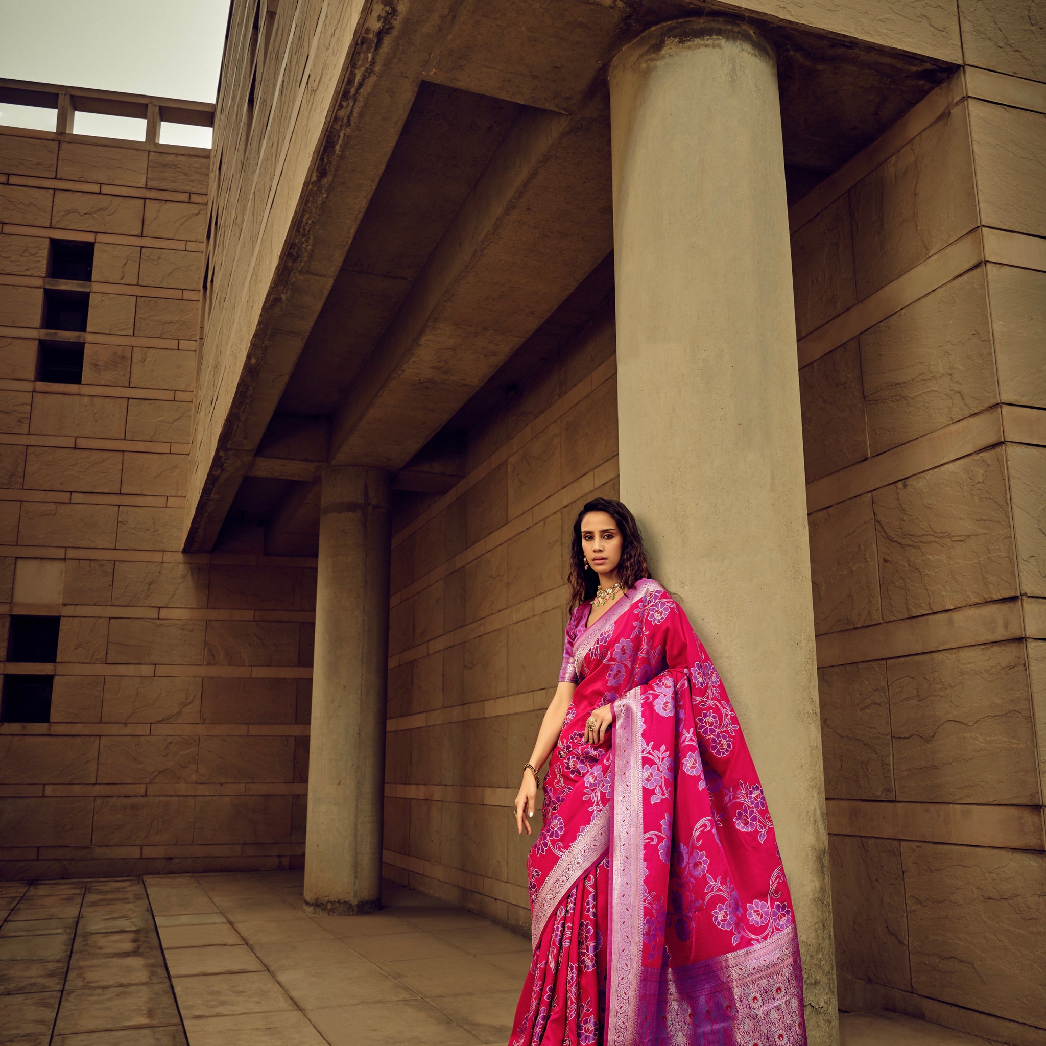 Beautiful Designer Festival Wear Satin Silk Brasso Saree