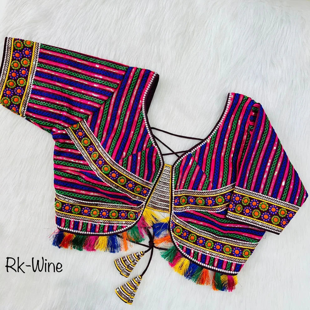 Readymade Navratri Special 11 Nidal Multi Gamthi Work Blouse - Anant Exports