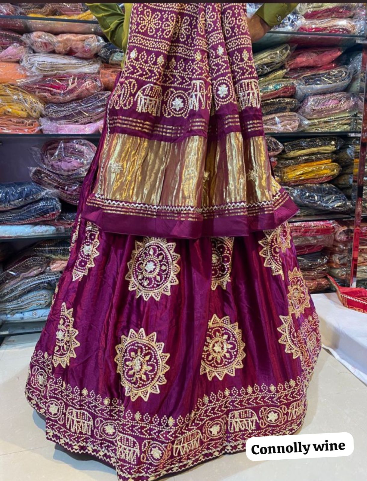 Wine Pure Modal Gajji Silk Rajsthani Lehenga Choli ##color## Gharchola Lehenga Choli with premium fabric and embroidery