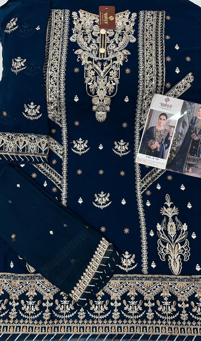 Mahnur Designer Pakistani Bridal Wear Heavy Georgette Salwar Suit D.No.M-105