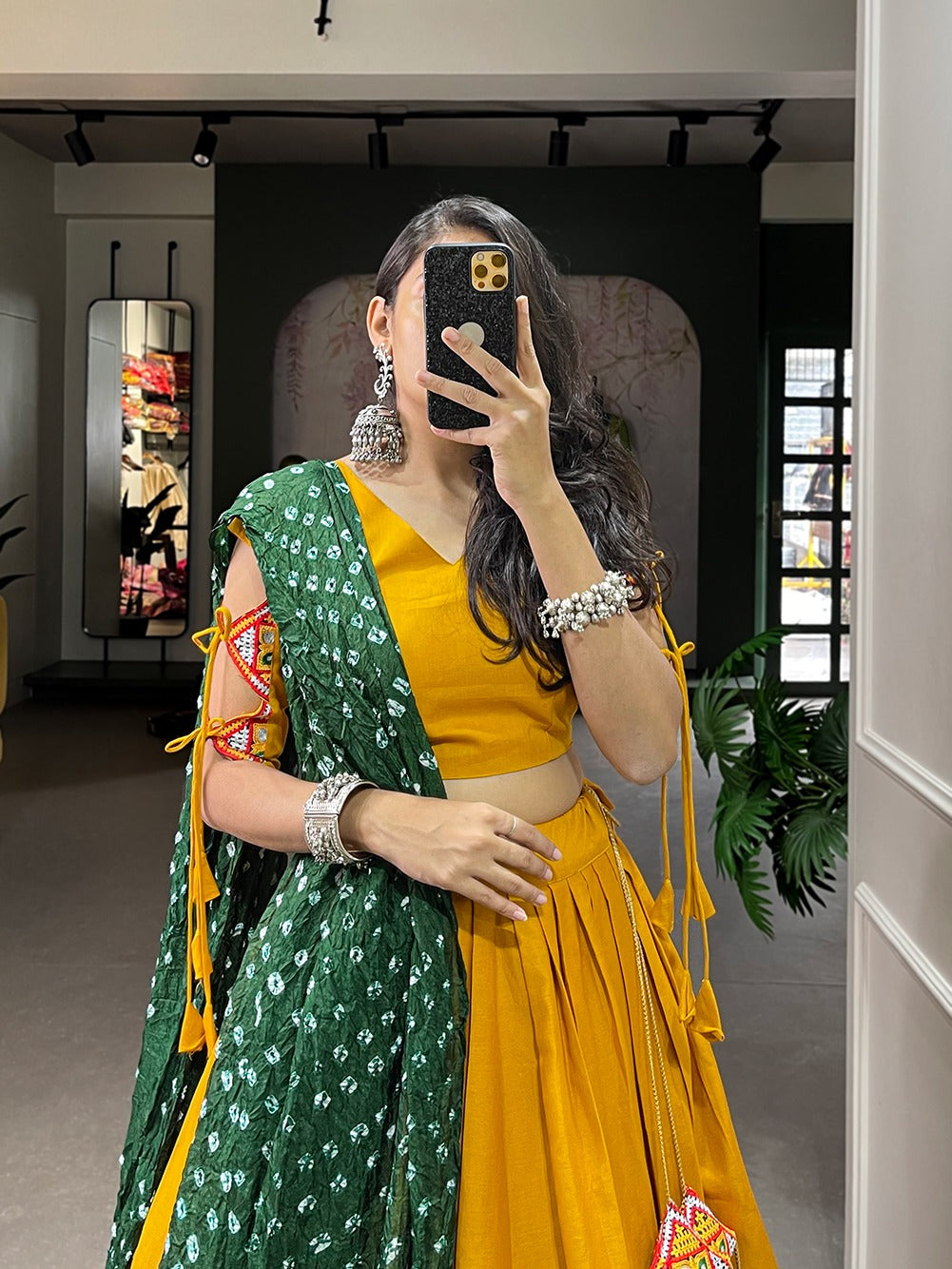 Beautiful Party Wear Traditional Gamthi Mirror Work Lehenga Choli D.No. 1604