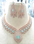 Mint green stone bridal necklace set in rose gold

