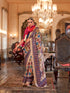 Ivory & Royal Blue Designer Patola Silk Saree