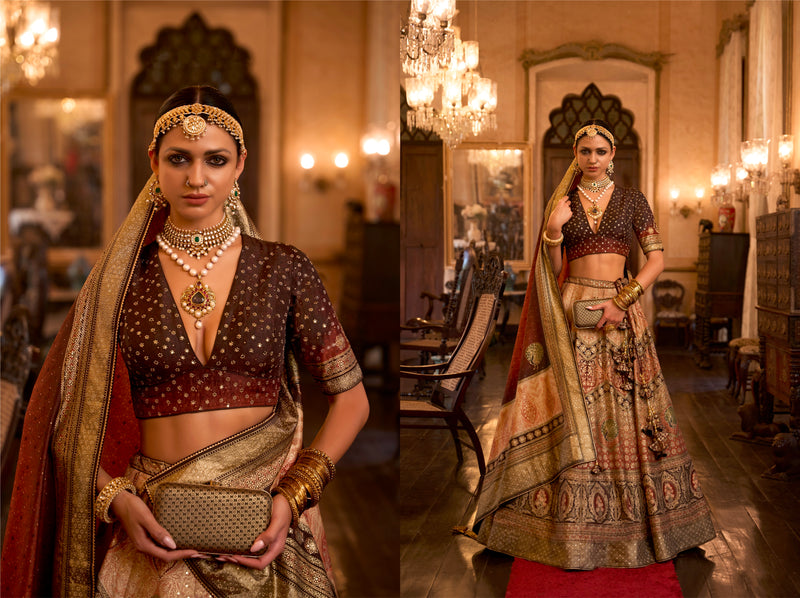 Exquisite Rajwadi Silk Wedding Lehenga Choli with Mirror Work