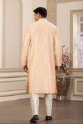 Art silk peach kurta with Banarasi pants