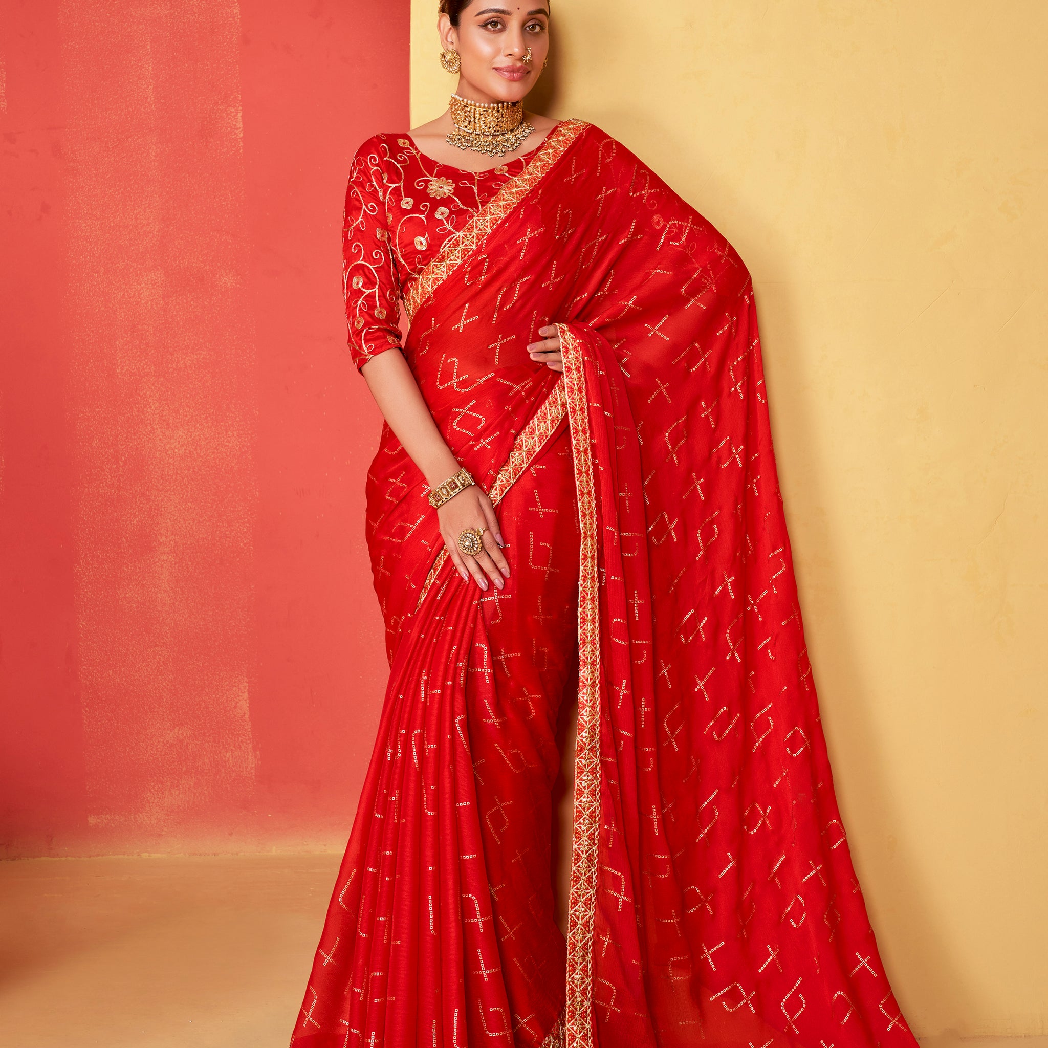 Beautiful Designer Occasion Wear Pure Chiffon Saree
