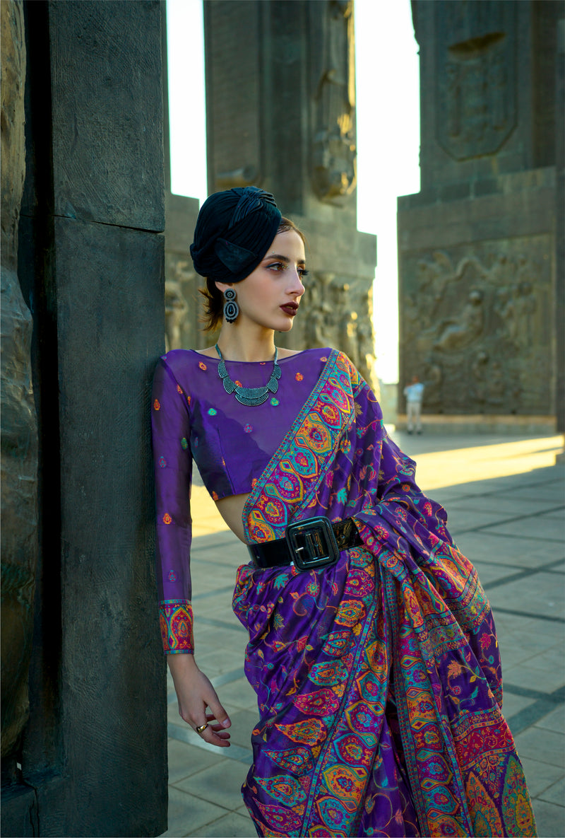 Beautiful Designer Occasion Wear Kashneer Silk Handloom Weaving Saree