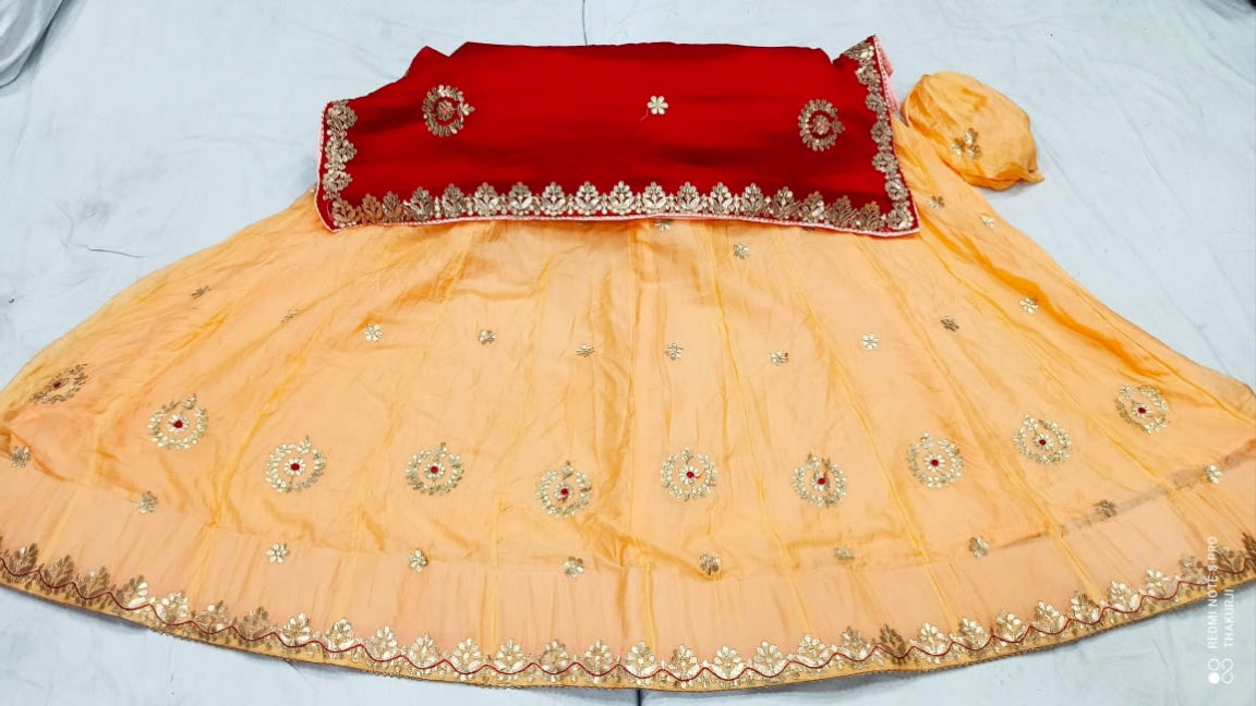 Rajsthani Traditional Rajputi Pure Organza Butti Work Lehenga Choli