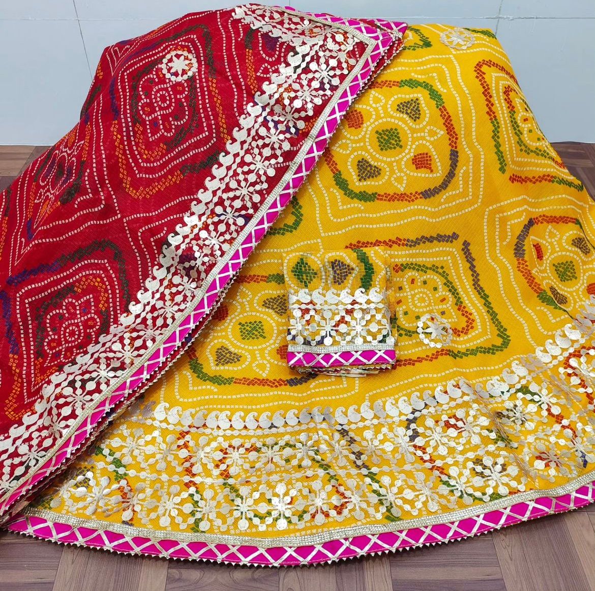 Rajasthani Traditional Kota Doriya Bandhej Print Lahenga Choli