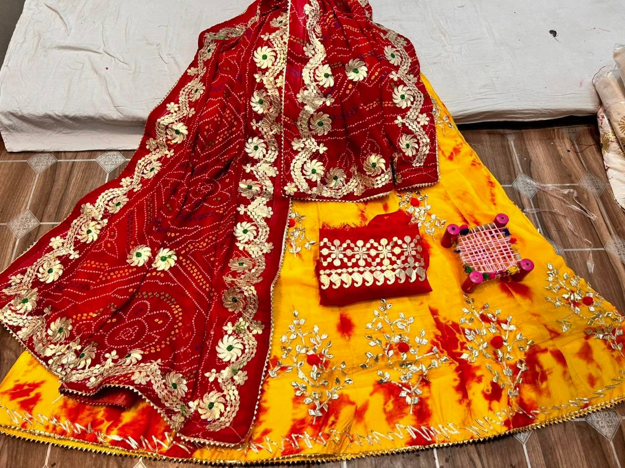 Rajasthani Traditional Georgette Gottapatti Lehenga Chunni