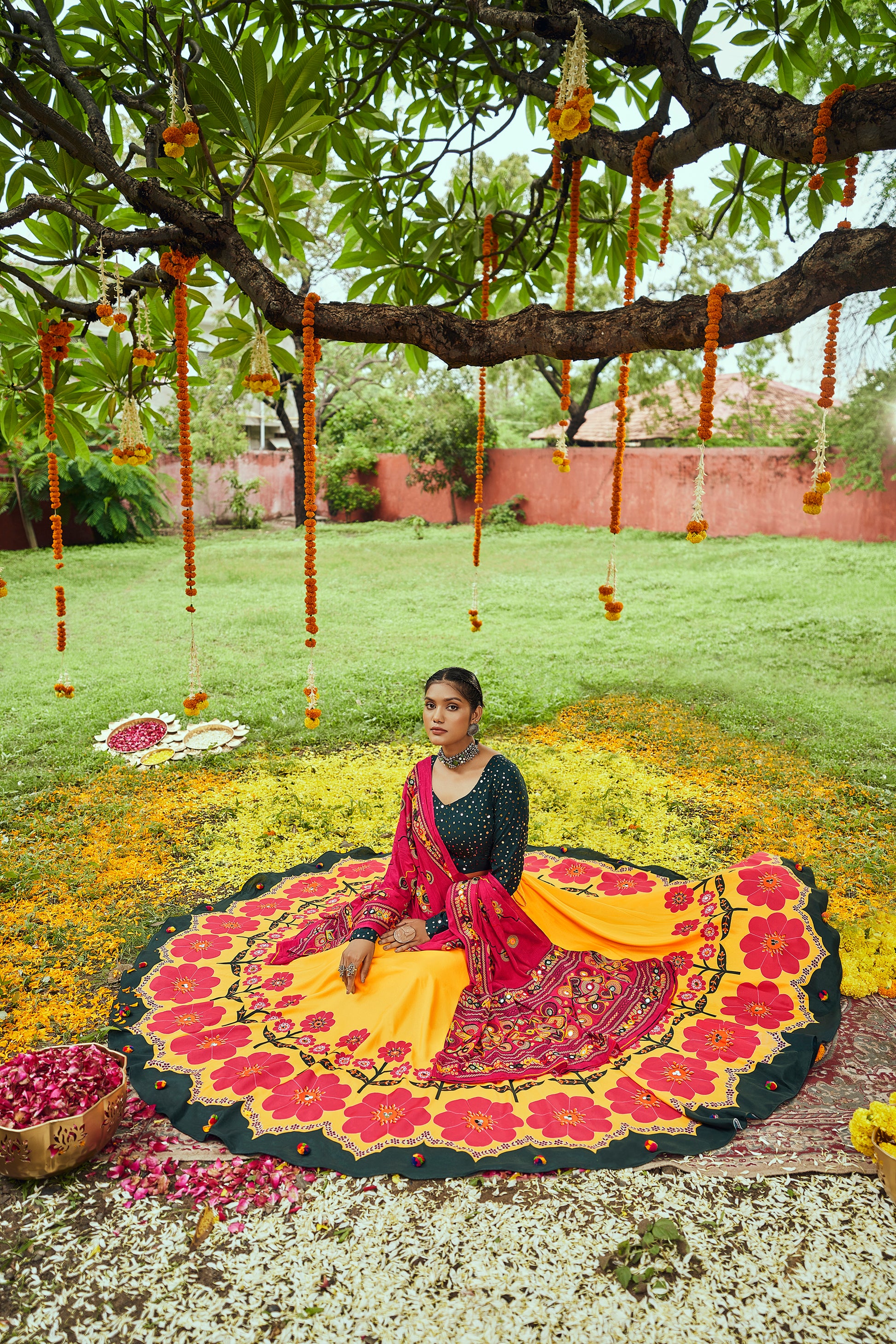 8.5 meter flair yellow lehenga
