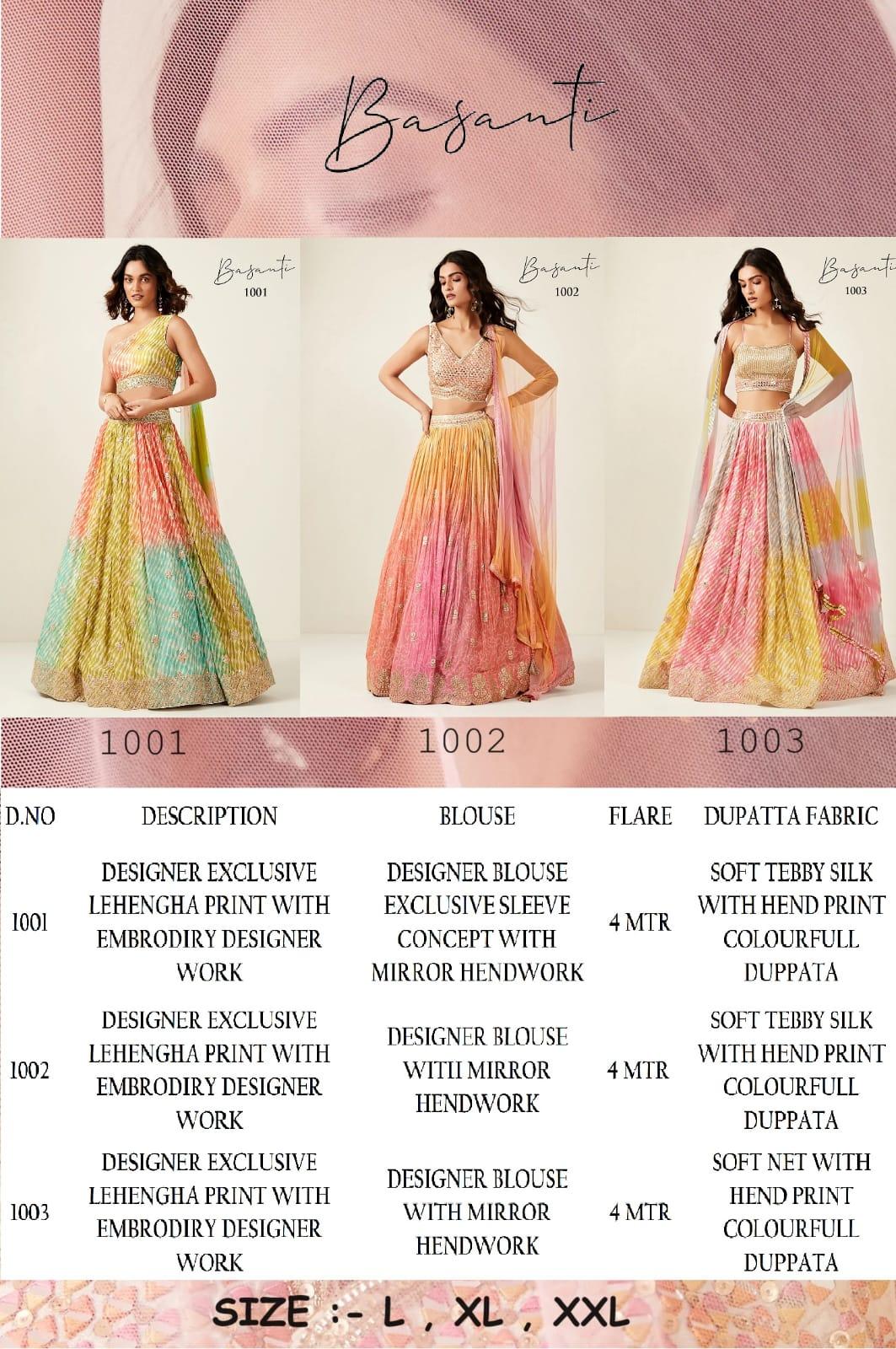 Virasat Basanti 1001 1003 Series Latest Designer Wedding Wear Lehenga Choli Dno 1002 - Anant Exports