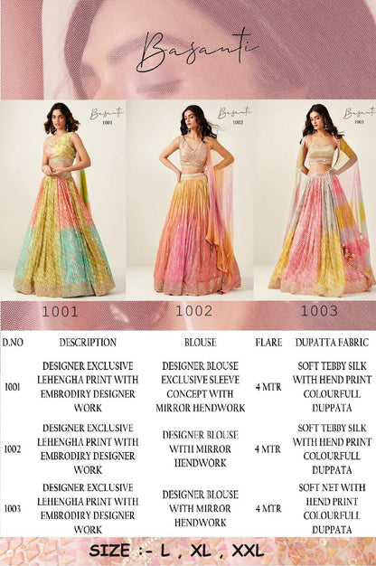 Virasat Basanti 1001 1003 Series Latest Designer Wedding Wear Lehenga Choli Dno 1002 - Anant Exports