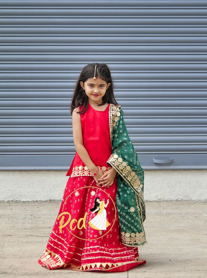 Rajasthani Traditional Combo Mother daughter Bhandhej Kotta Doriya Lehenga Chunni - Anant Exports