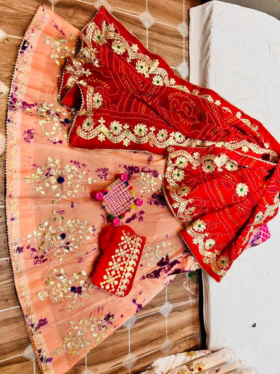 Rajasthani Traditional Georgette Gottapatti Lehenga Chunni