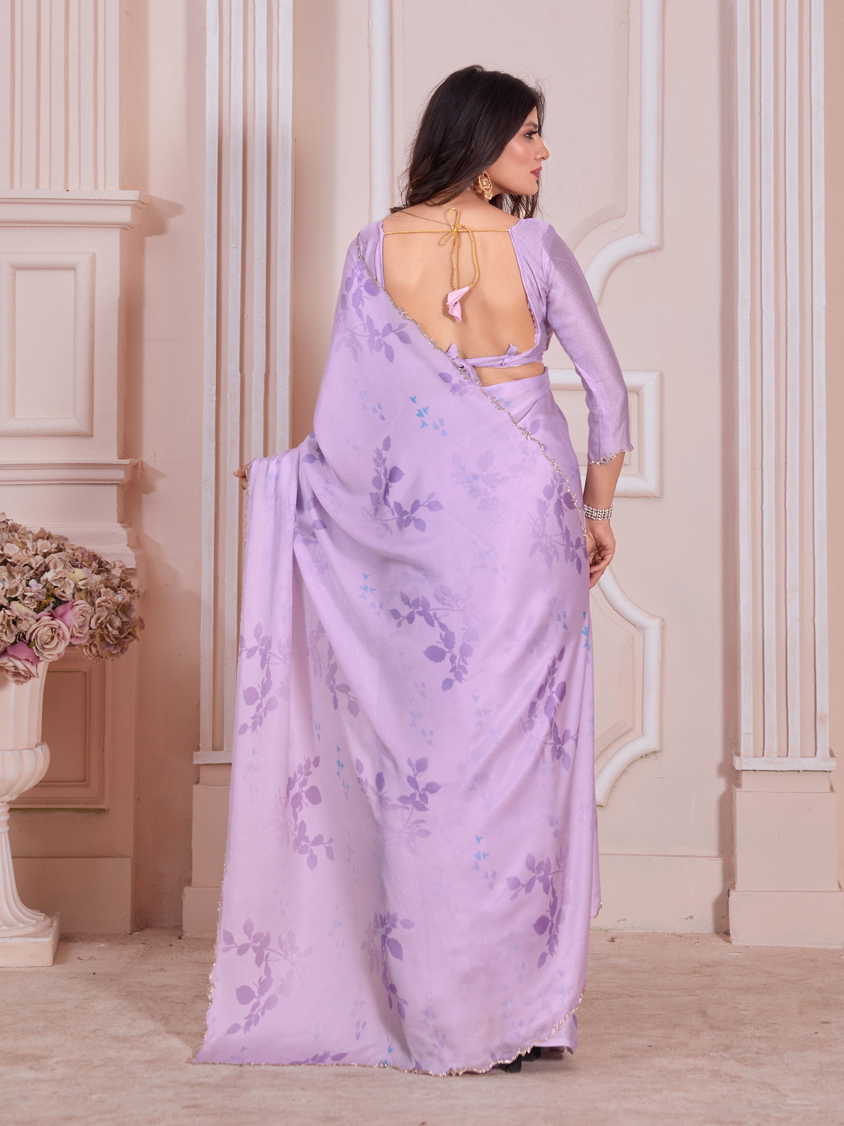Beautiful Designer Casual Wear Pure Satin Georgette Saree
