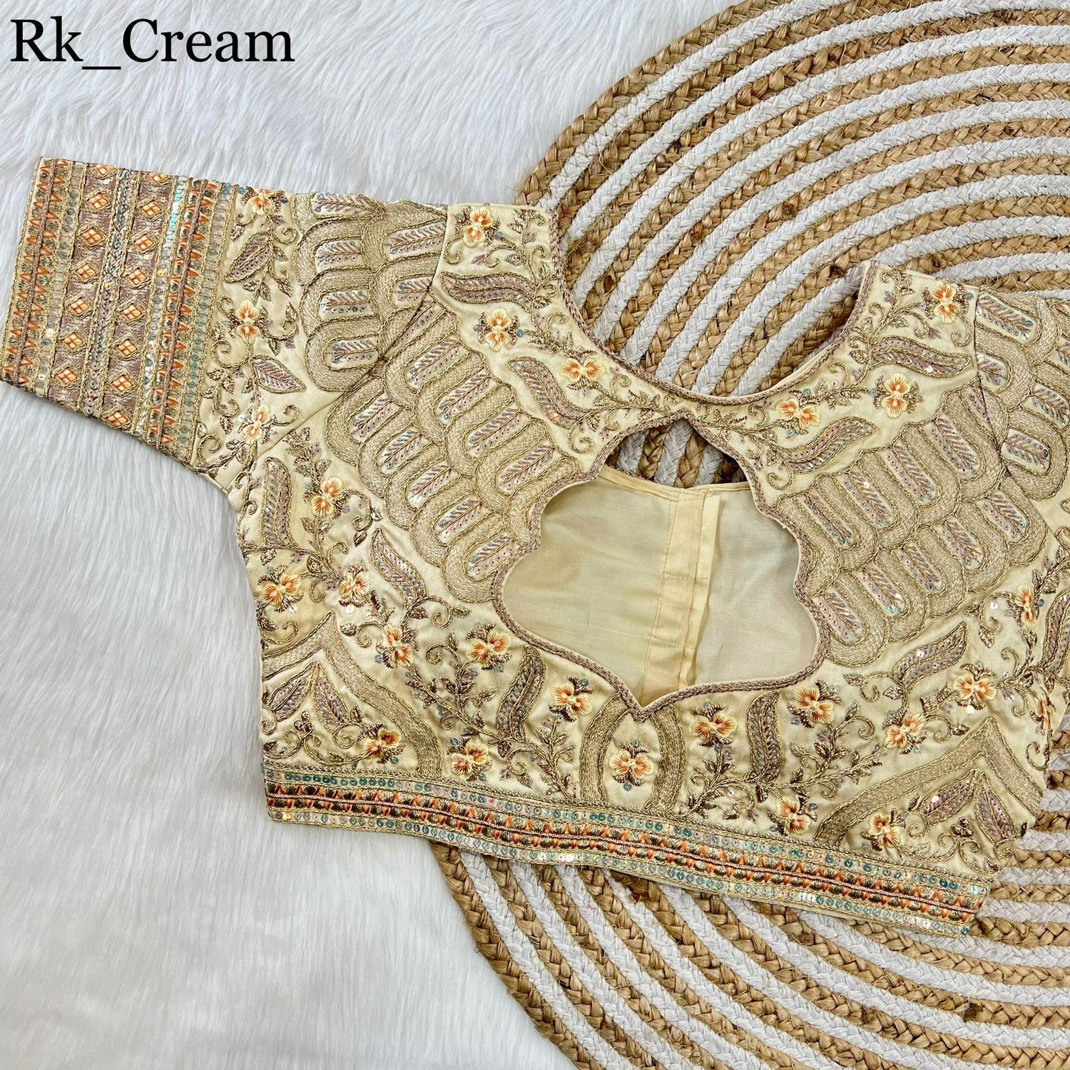 Part Wear Gold Jari With Rainbow 4 Sequence Heavy Embroidery Work Blouse - Anant Exports