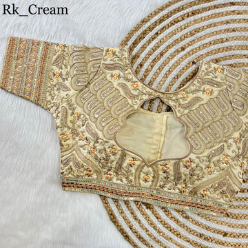 Part Wear Gold Jari With Rainbow 4 Sequence Heavy Embroidery Work Blouse