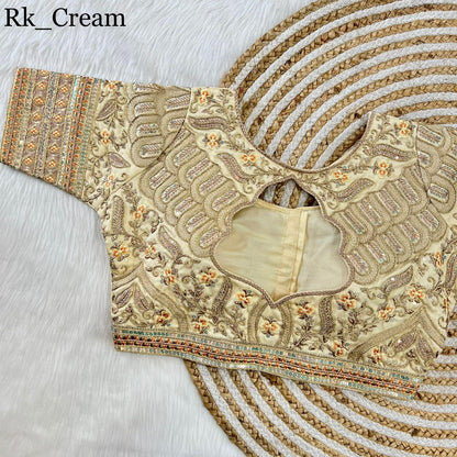 Part Wear Gold Jari With Rainbow 4 Sequence Heavy Embroidery Work Blouse - Anant Exports