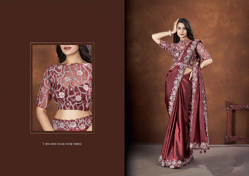 Beautiful Designer Festive Wear Heavy Crepe Satin Silk Saree