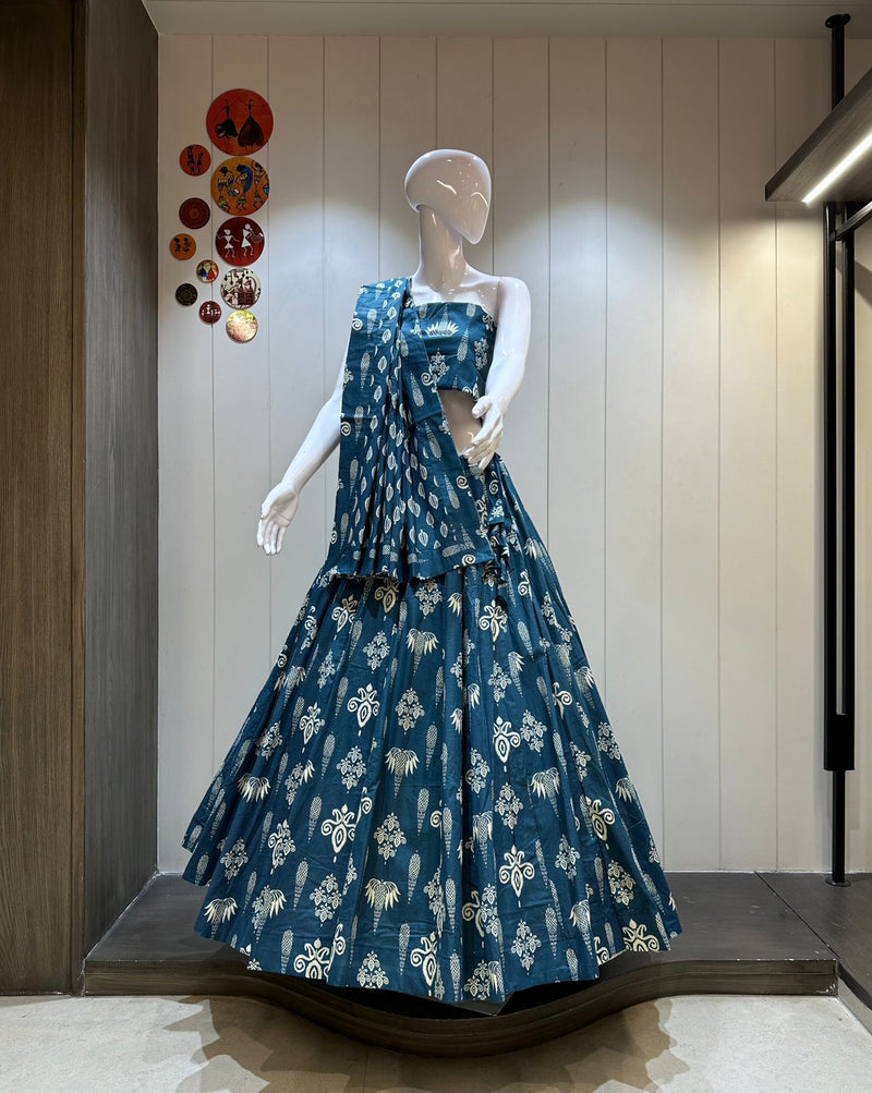 Navy Blue Pure Cotton Chaniya Choli for Navratri 2025 Look