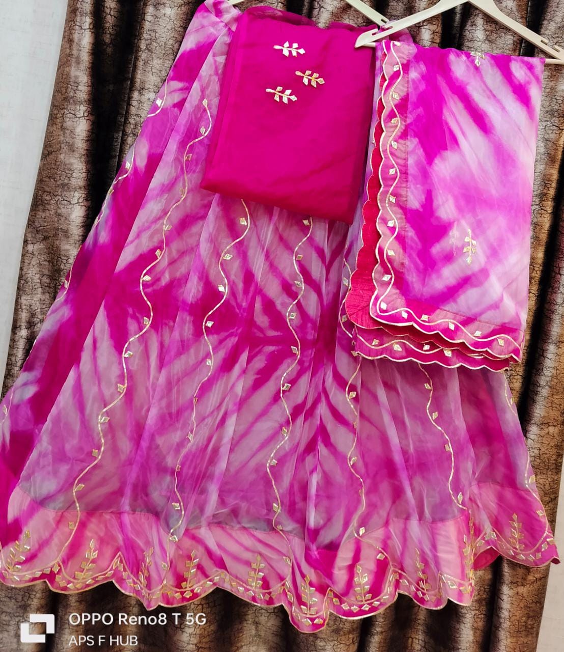 Rajsthani Traditional Rajputi Pure Organza Butti Work Lehenga Choli