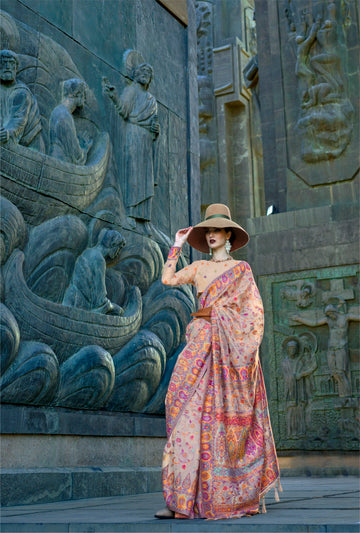 Beautiful Designer Occasion Wear Kashneer Silk Handloom Weaving Saree