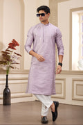Lavender kurta pajama set for men