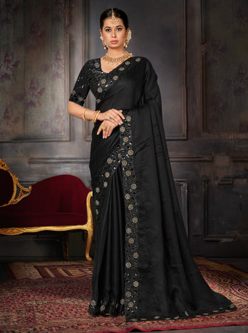 Beautiful Designer Party Wear Georgette With Heavy Sequins Embroidery Saree