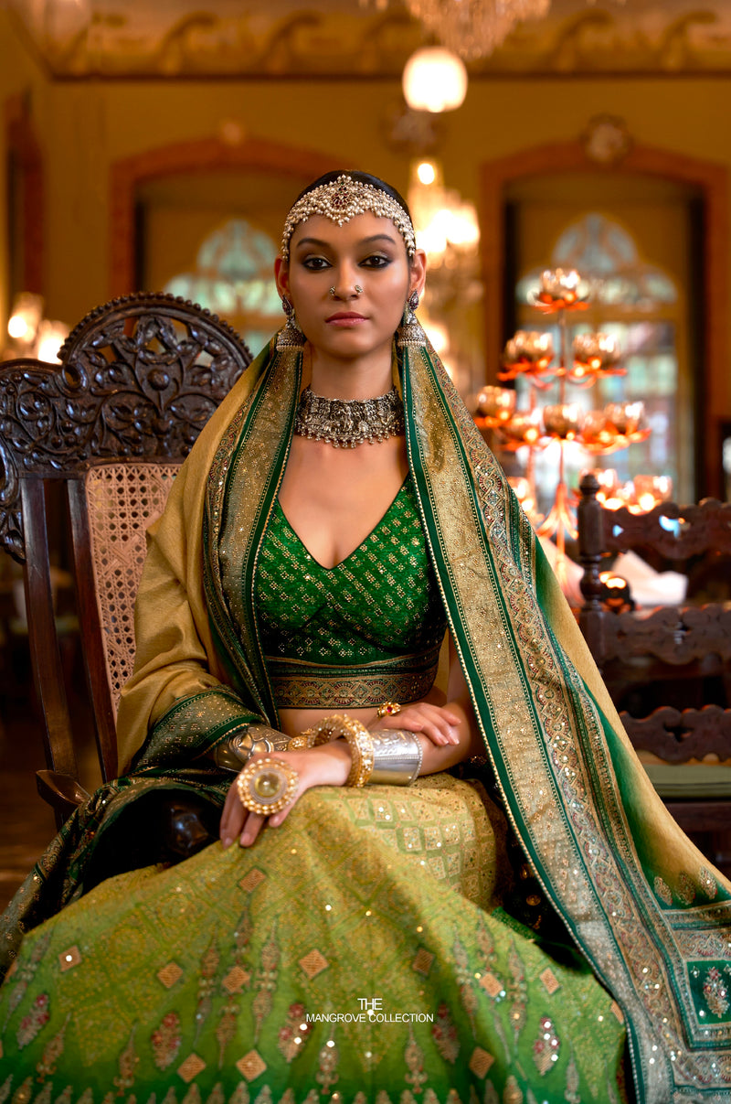 Elegant Bridal Lehenga Choli - Smooth Silk & Mirror Embellishments