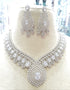 White diamond bridal necklace set with earrings