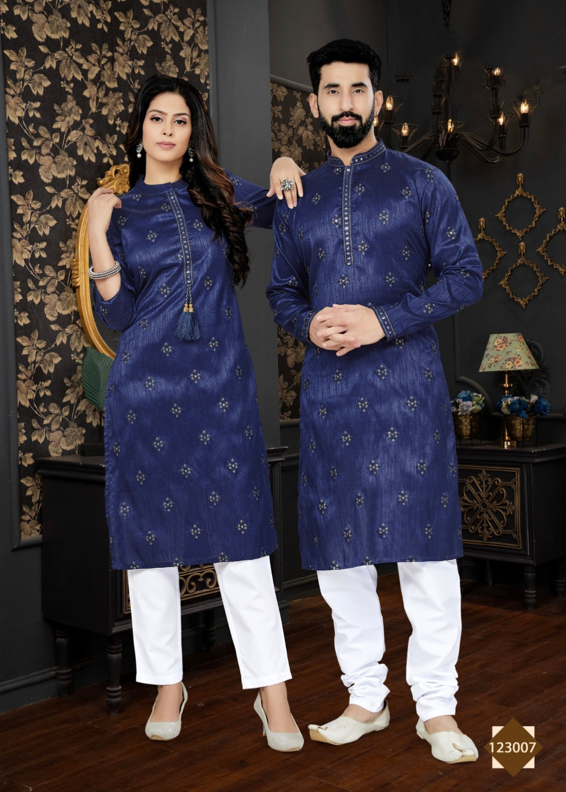 Occasion Special Couple Combo of Kurta with Payjama and Kurti with Pants