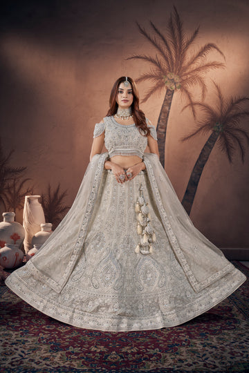 Beautiful Designer Wedding Wear Premium Net With Handwork Lehenga