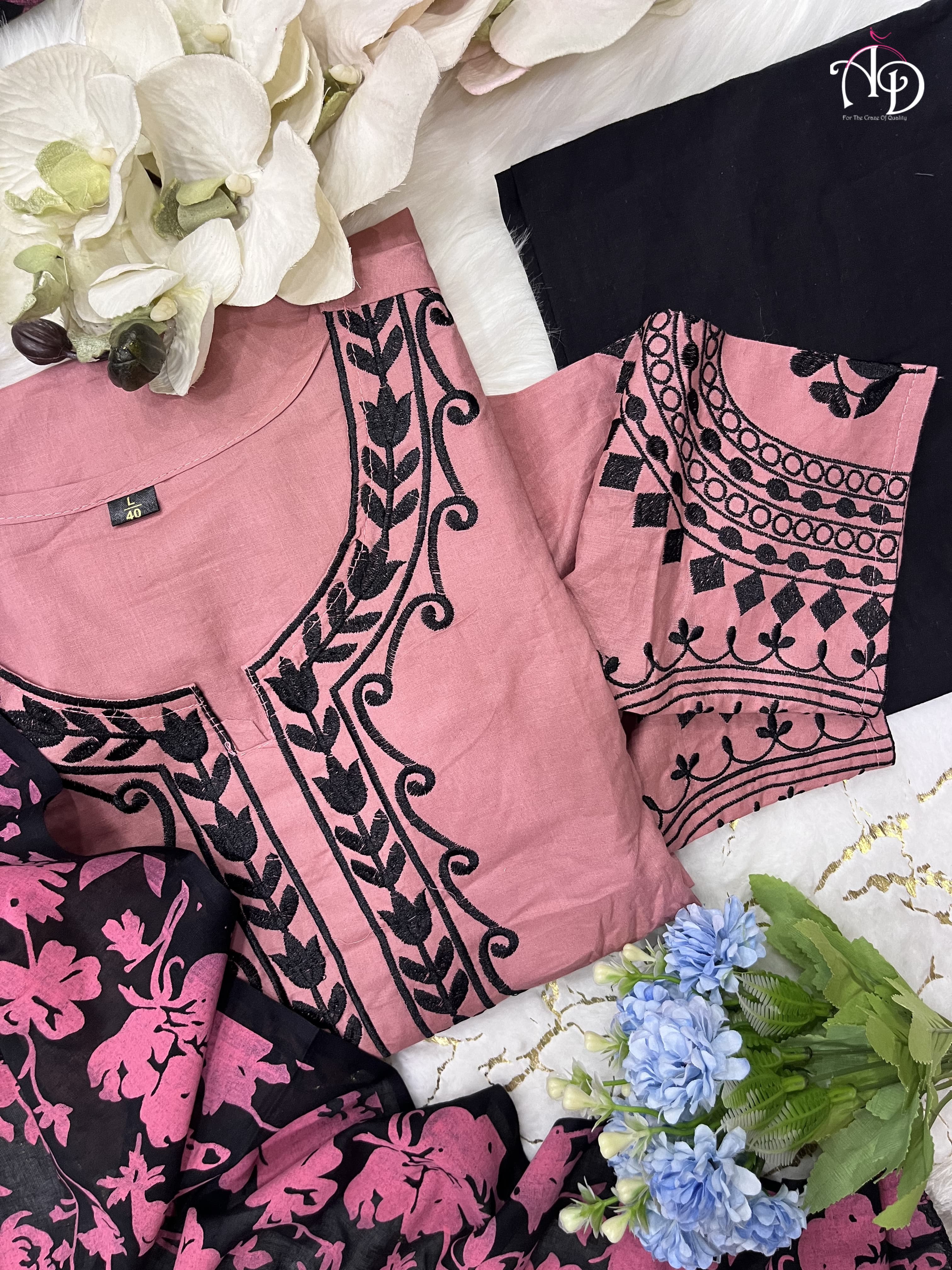 Designer Party Wear Cotton Suite with Kurta Pent with Dupptta