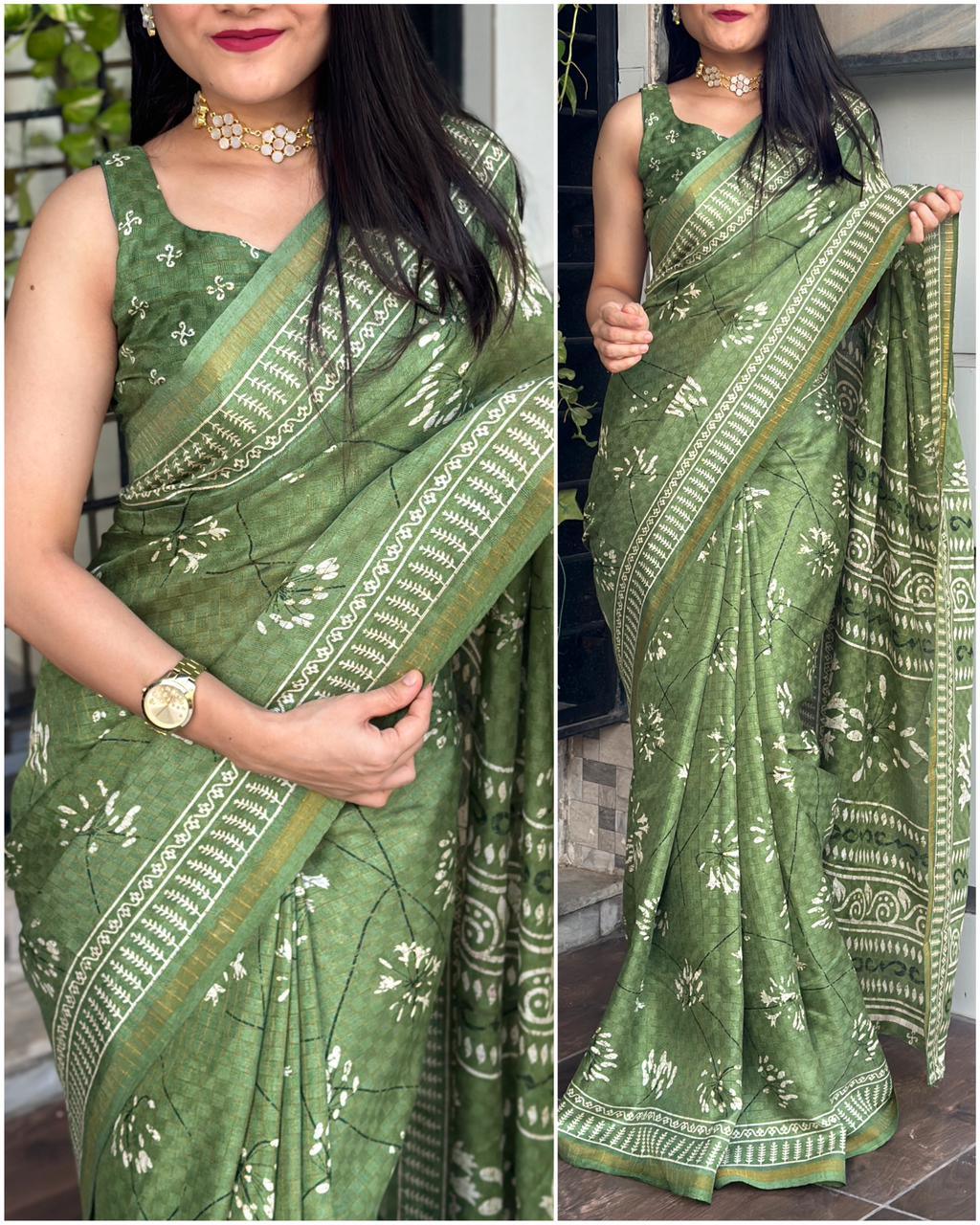 Party Wear Cotton Jute Saree - Anant Exports